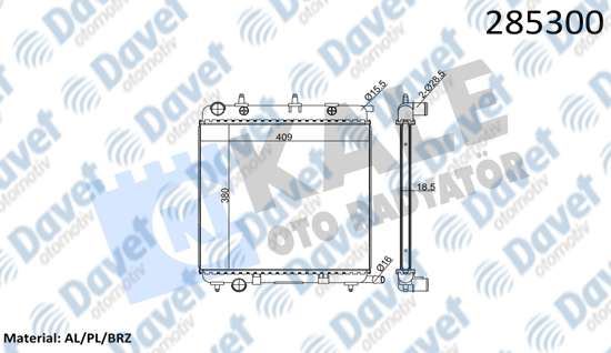 KALE 2067011AB Su Radyatoru Peugeot 207 1007 1.4/1.6 16v 05=> - Citroen C2 C3 1.1 1.4 1.6 02=> (At/Mt) (Ac/Nac) (Brazing) (380x415x18.5)